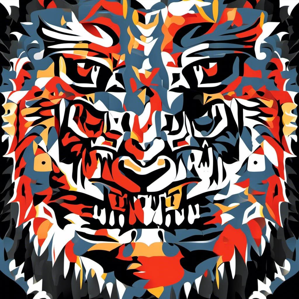 Surreal Dark Pop Art Tiger with Heart