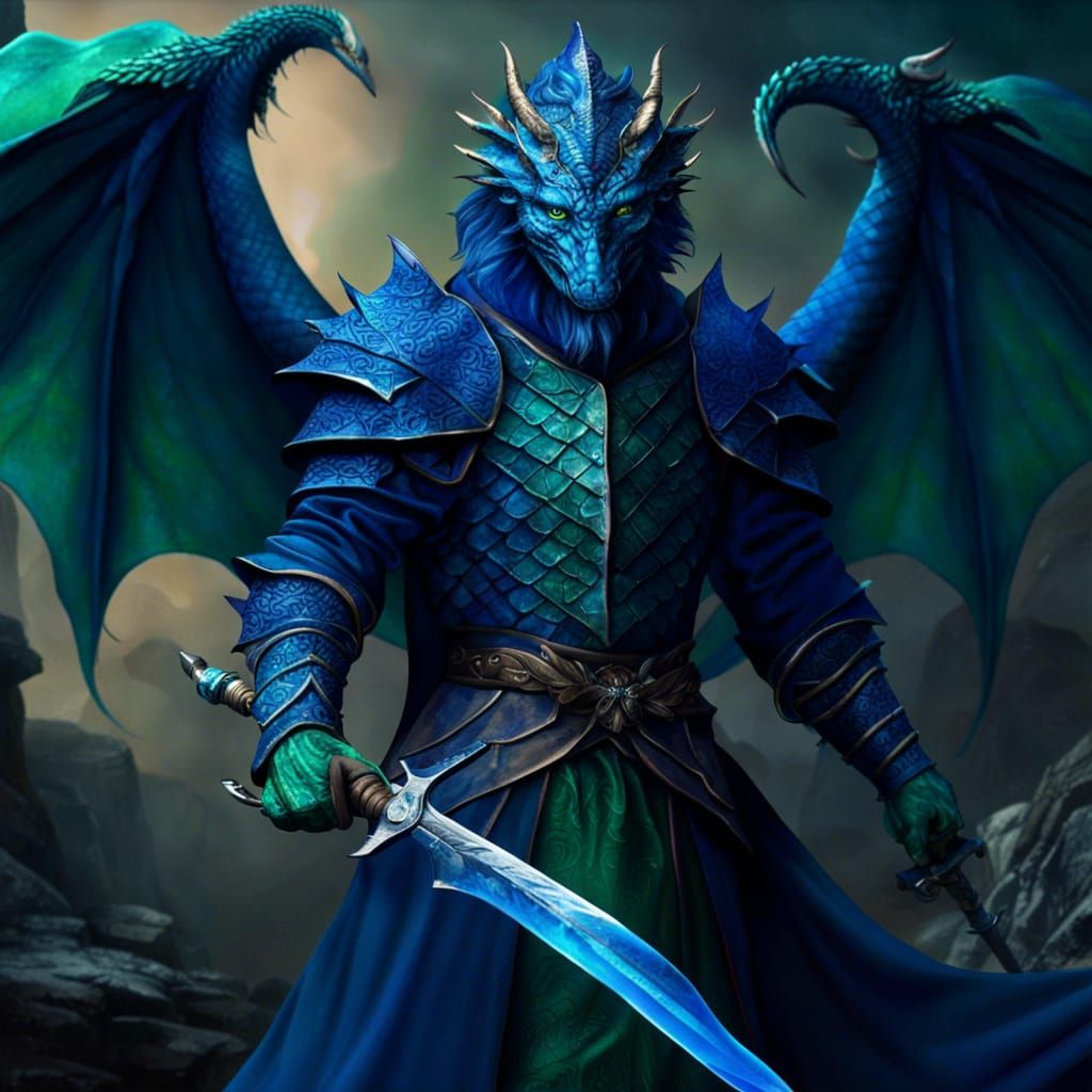 Medieval Dragon-Headed Man in Detailed Fantasy Art