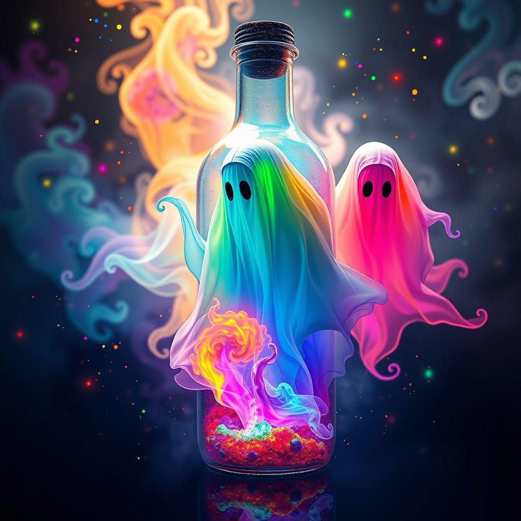 Fantastical Spirits in a Vibrant Bottle