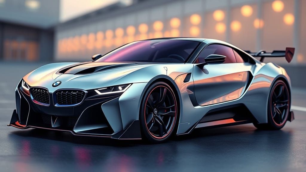 Cyberpunk Sports Car in Vibrant Anime Style