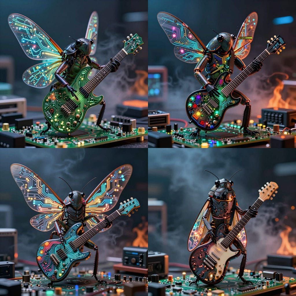 Handsome PCB Cicada with Glowing Circuit Guitar