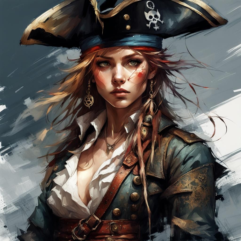 Disney-Style Female Pirate: Digital Art Portrait