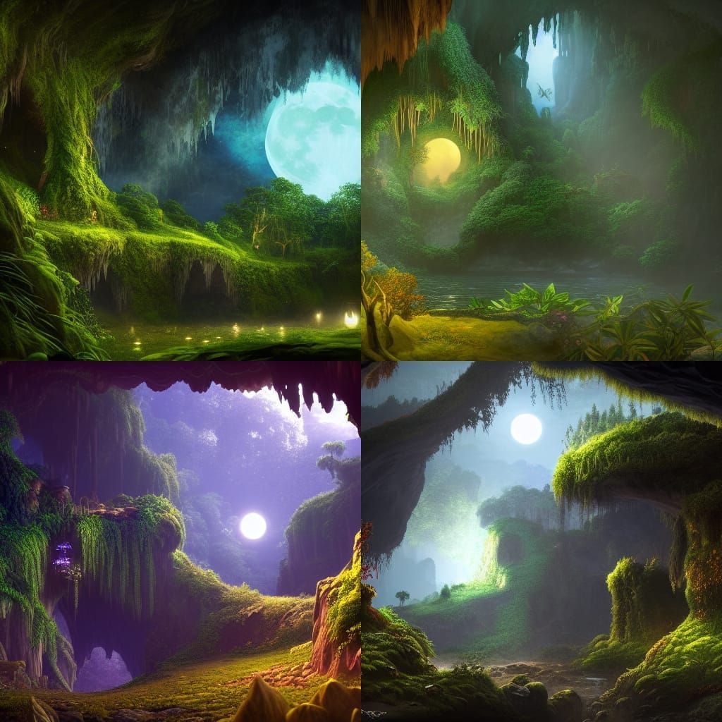 Moonlit Cave: Detailed Matte Painting in Unreal Engine