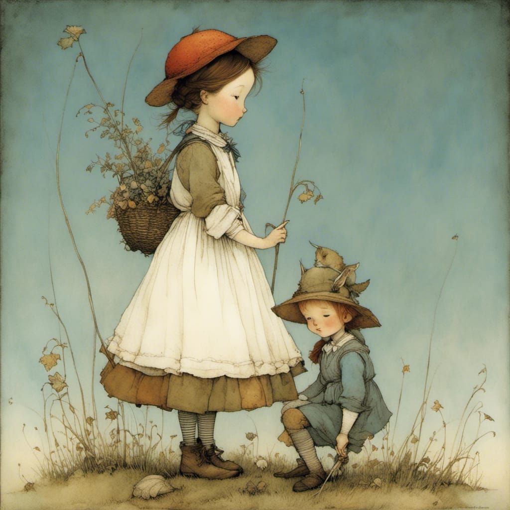 Charming Friendship Illustration in Storybook Style