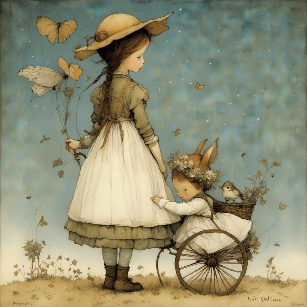 Nostalgic Friendship Illustration in Storybook Style