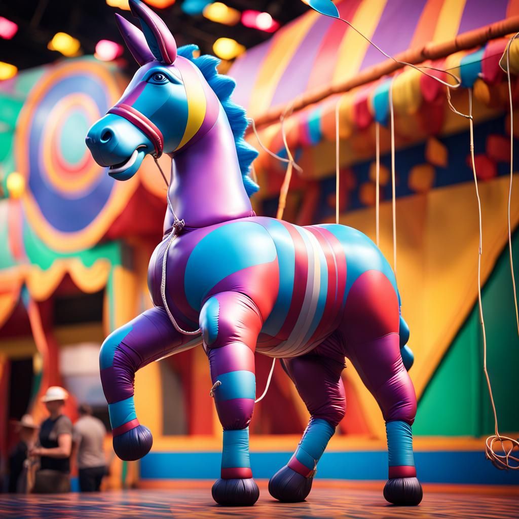 Hyperrealistic Inflatable Donkey Carnival Concept Art