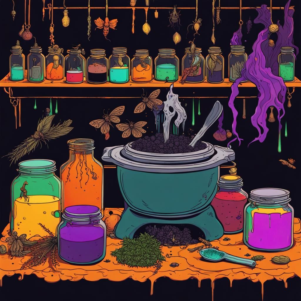 Witch's Kitchen with Magical Food Processor in Pop Art