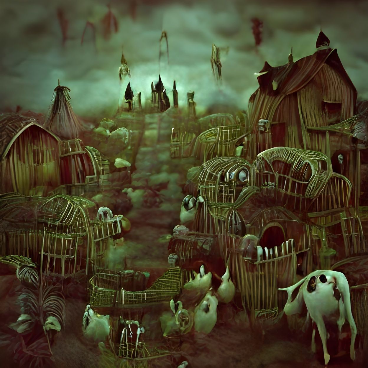 Gothic Nightmare Farmhouse in Steampunk Style