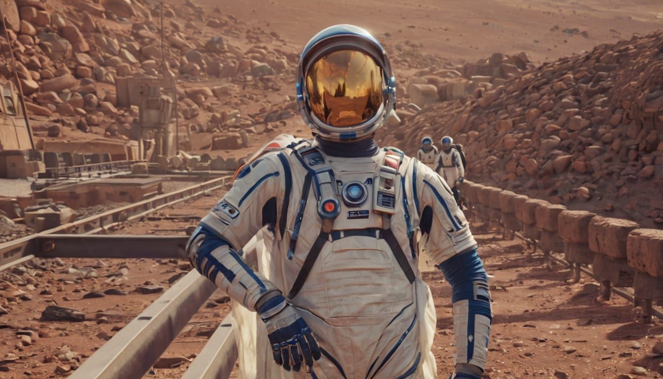 Astronaut on Mars in Pixar Animation Style