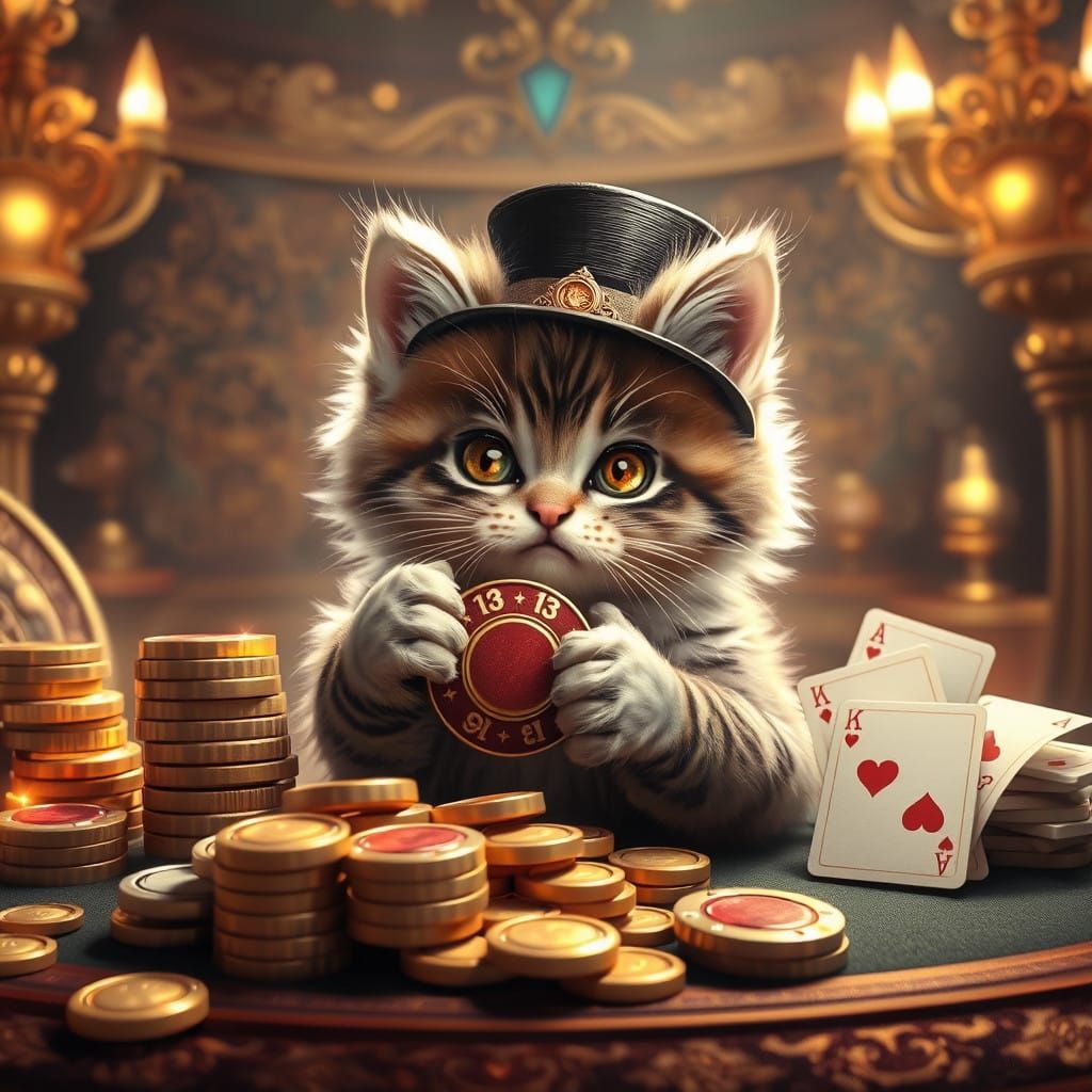 Whimsical Kitten Wins Big at an Opulent Casino