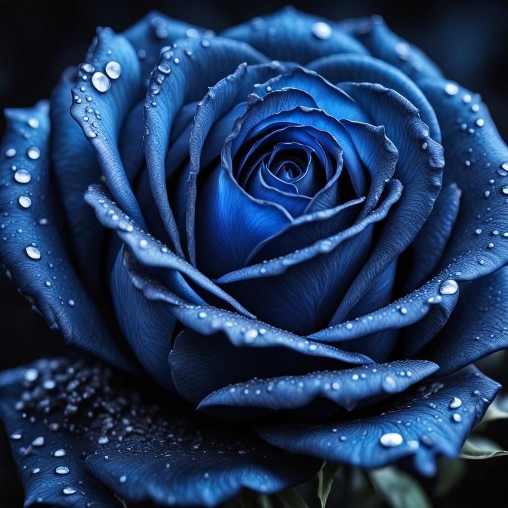 Sapphire Blue Alien Rose in Hyperrealism