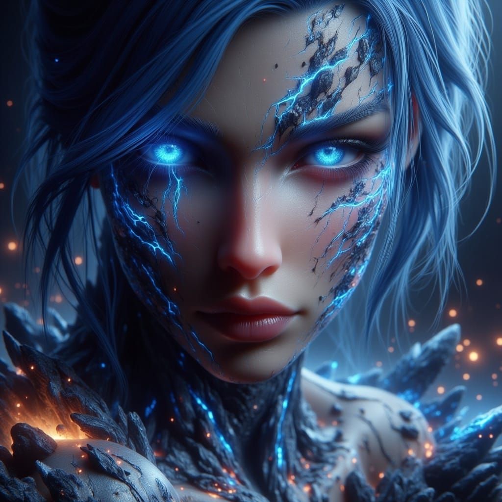 Mysterious Woman in Dark Fantasy with Hyperdetailed Splash S...