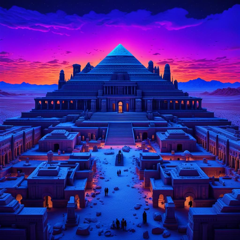 Steampunk Egyptian Necropolis in Escher Style