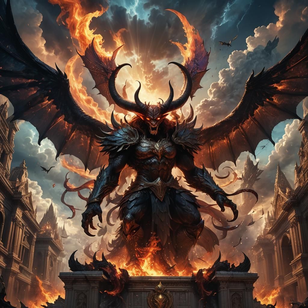 Epic Battle Between Devil and God in Fantasy Realm