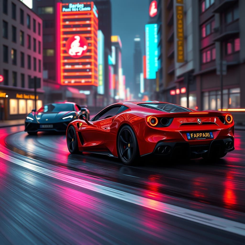 Cyberpunk Ferrari Showdown in Bergen