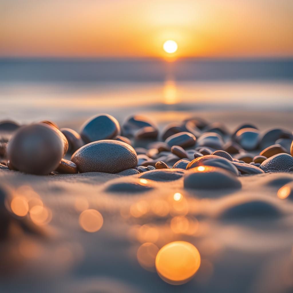 Sunset Beach Scene in Hyperrealistic Style