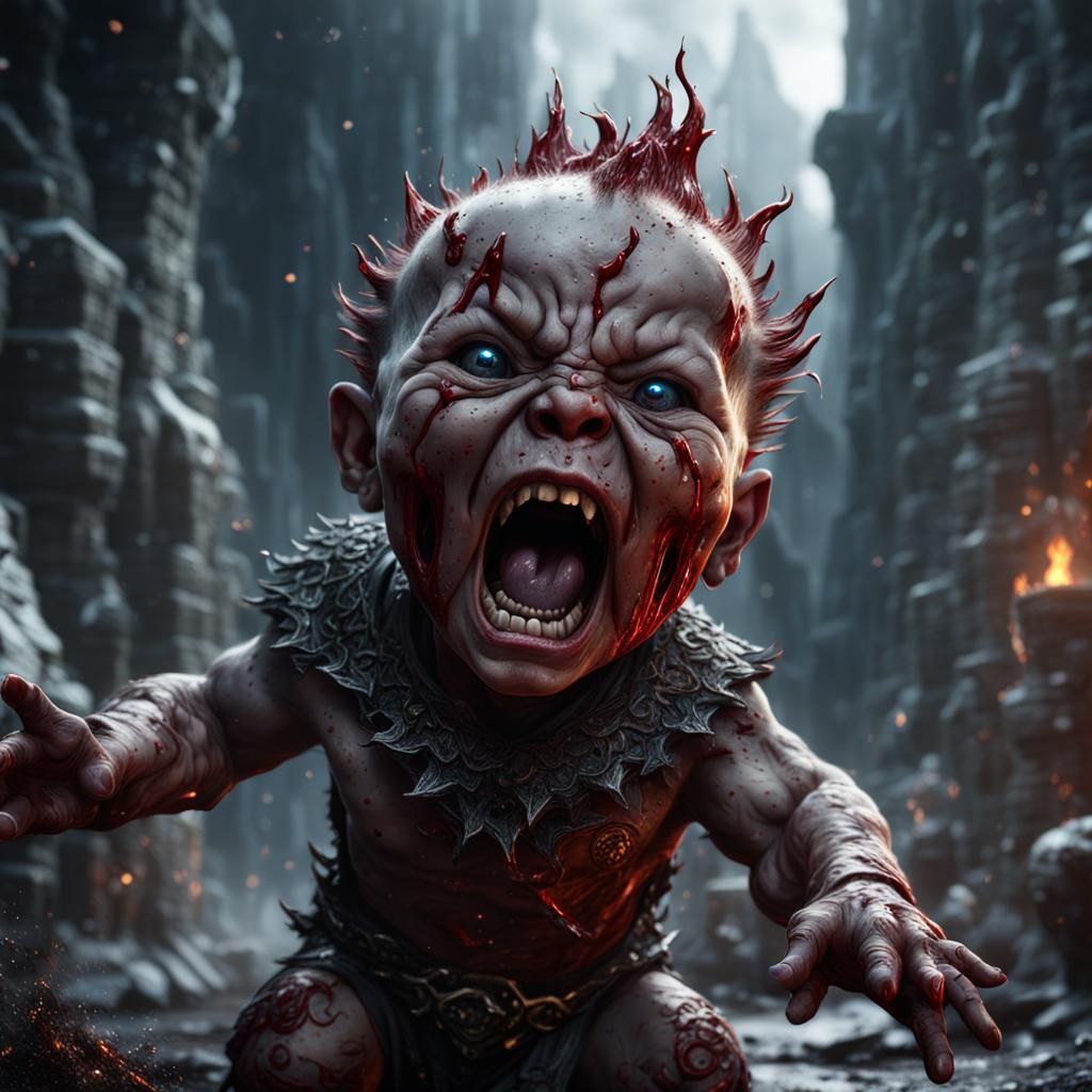 Evil Baby Screaming: Detailed Matte Painting