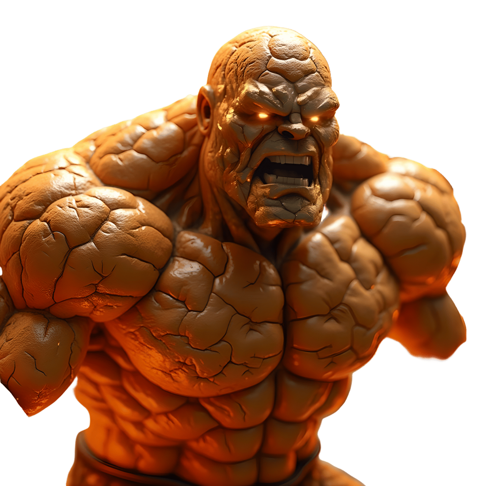 Golden Stone Man Close-Up: Fantastic Four Art