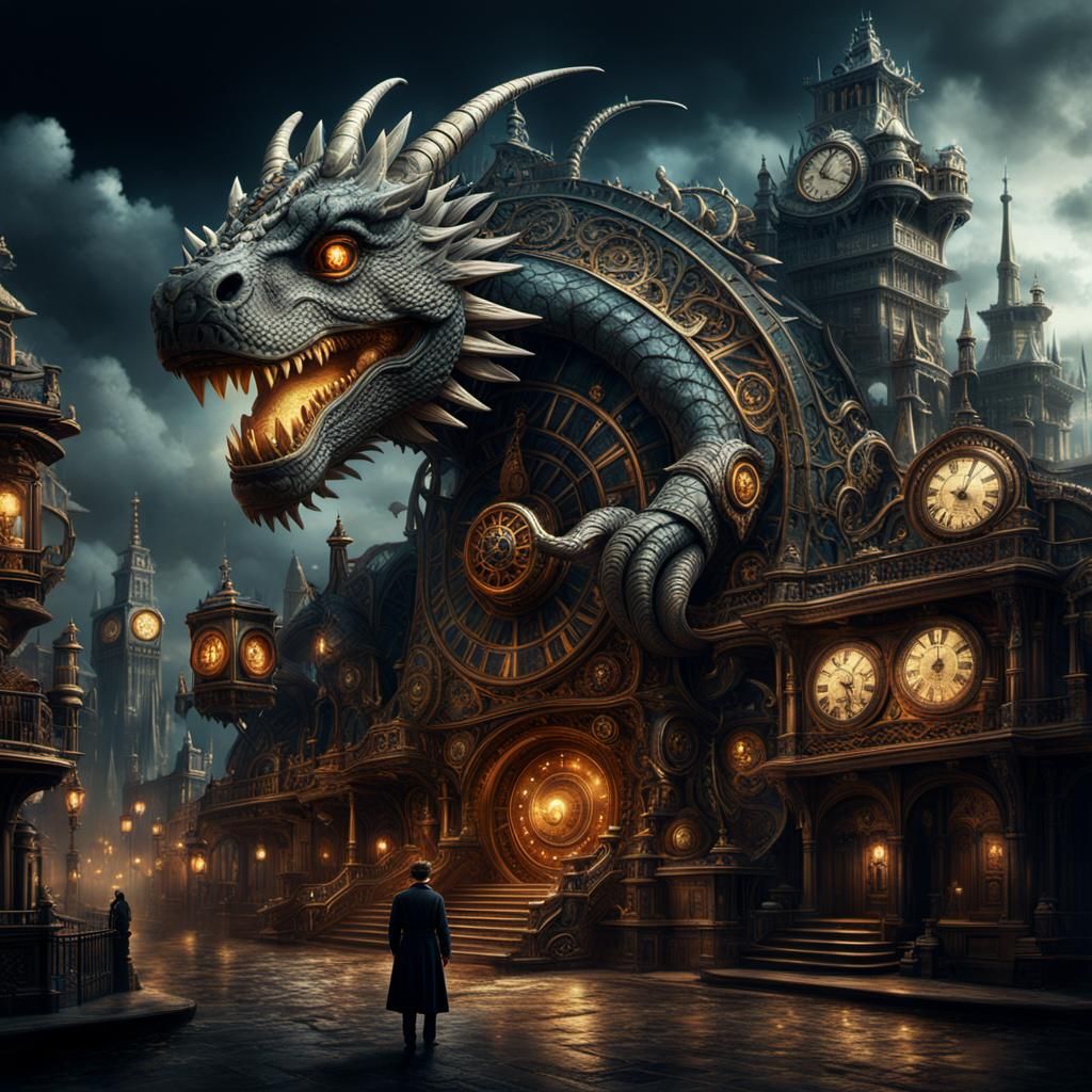 Clockwork Dragon Digital Matte Painting