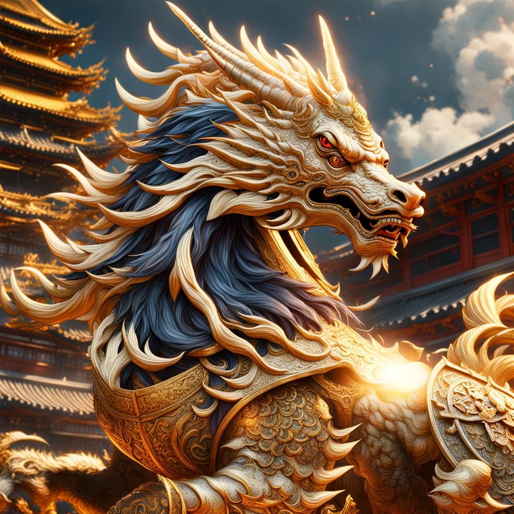 Golden Kirin Ship: Detailed Matte Painting