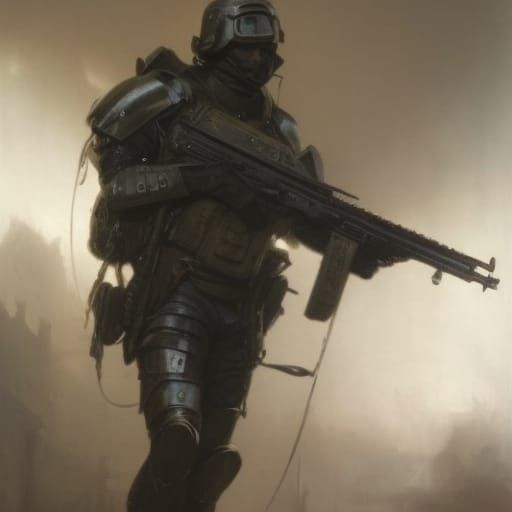 Dystopian Swat Soldier in Full Armor