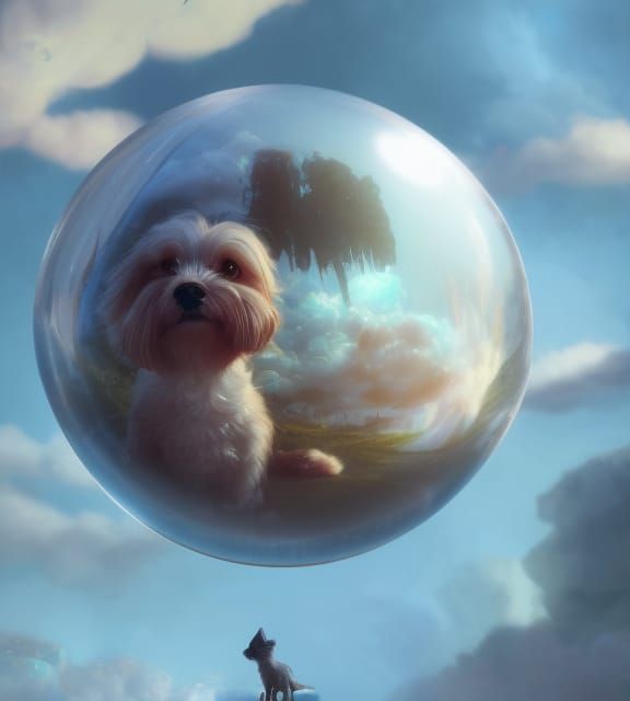 Dog in Crystal Ball: Fantasy Art