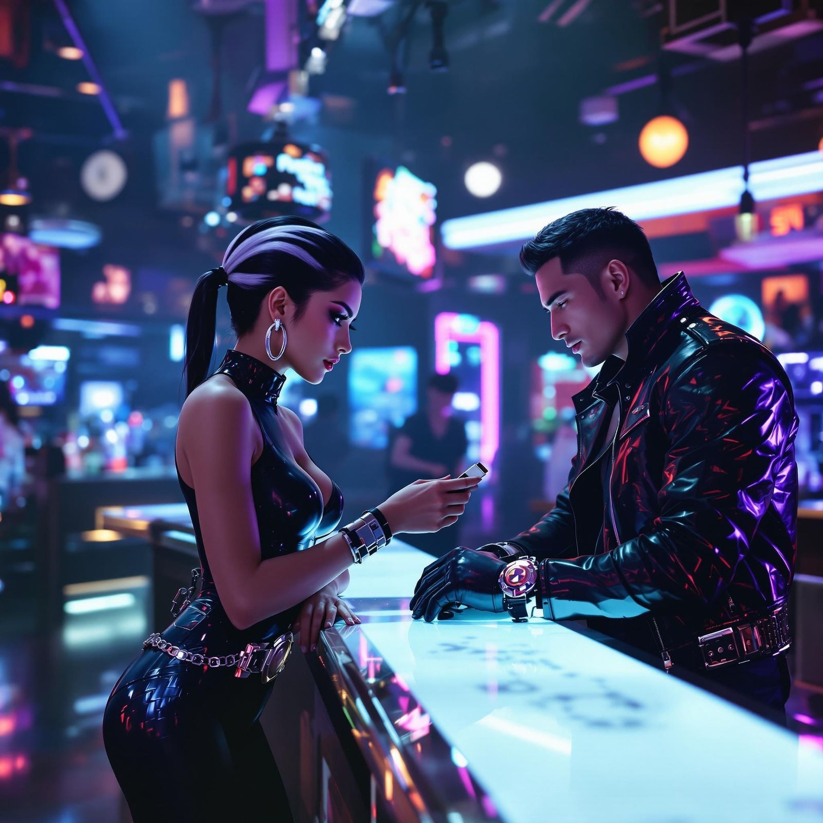 Cyberpunk Data Exchange in Neon City, 8k