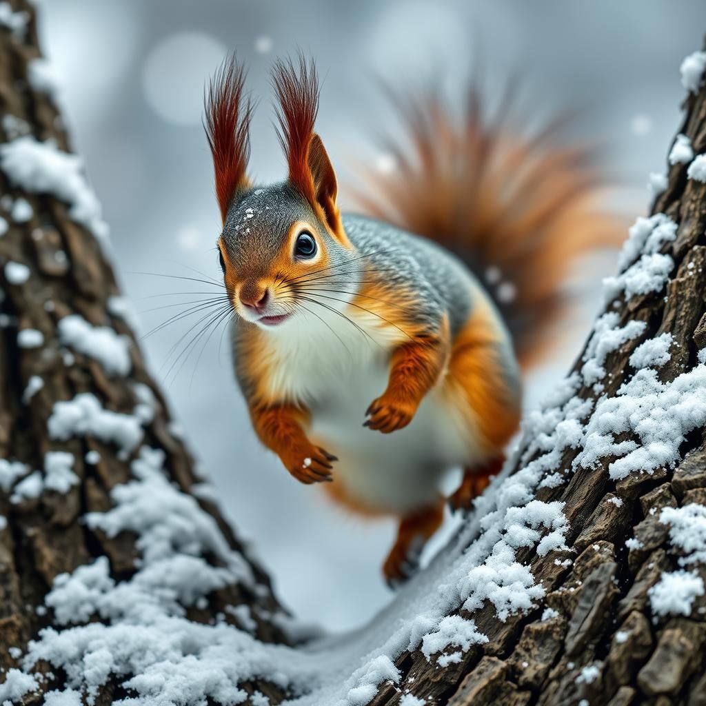 Squirrel Portrait in Falling Snow, Professional Photography ...