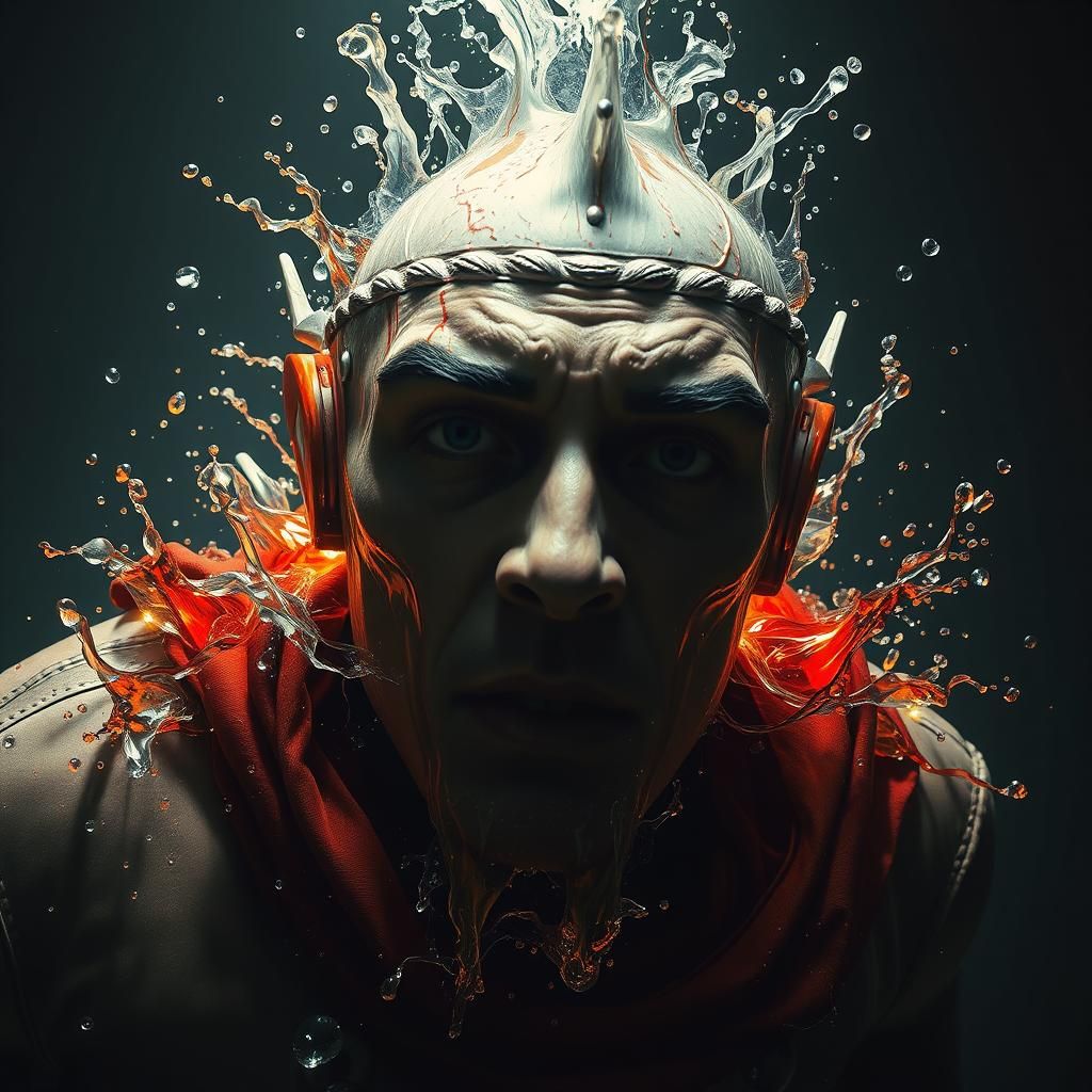 Dramatic Abduction of Gods: Hyperrealistic Splash Art