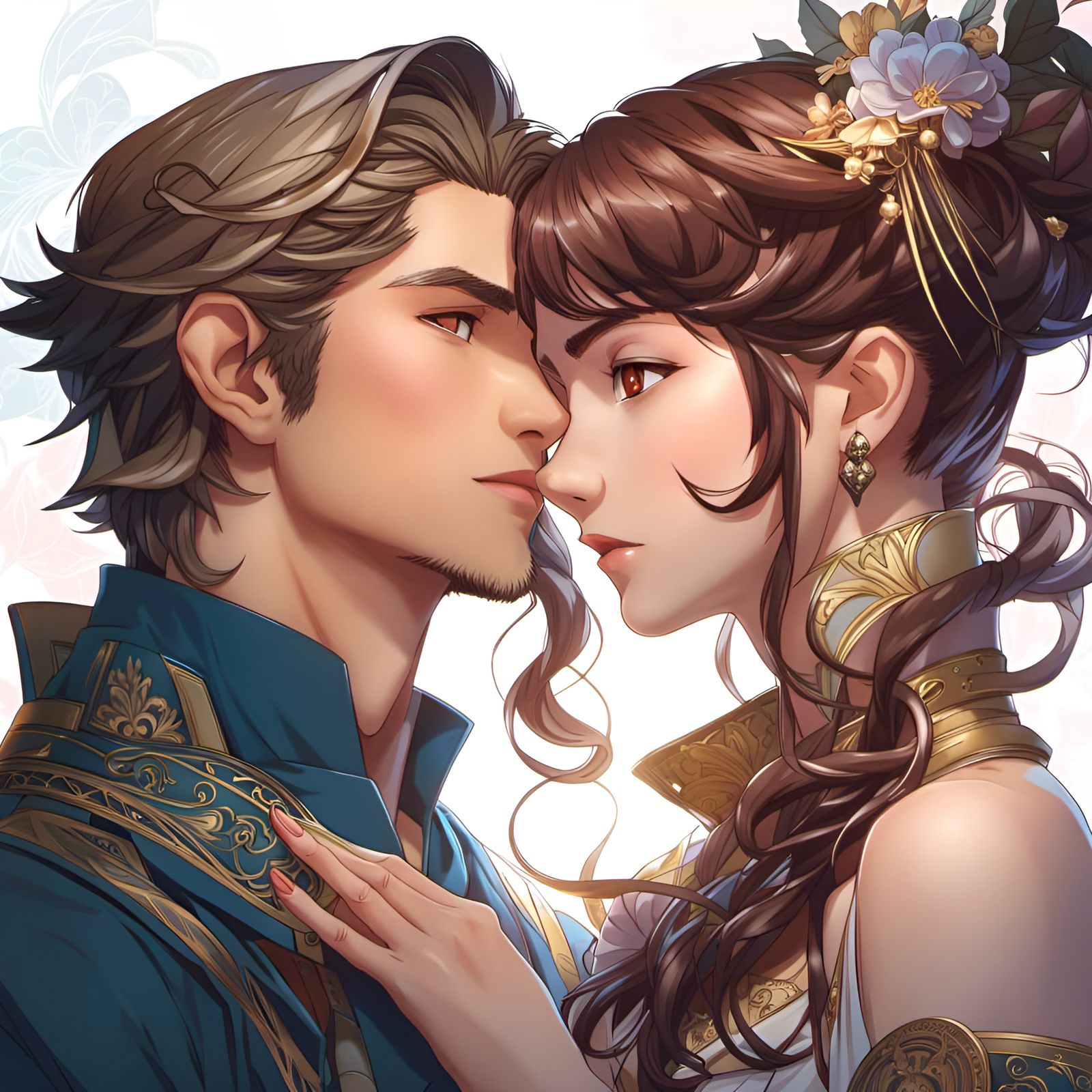 Anime Couple Portrait in Key Visual Style