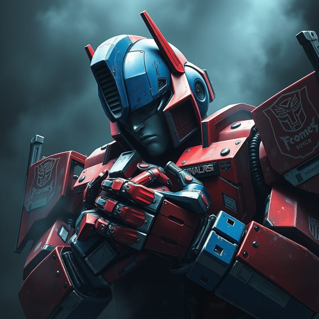 Battered Optimus Prime in Agony