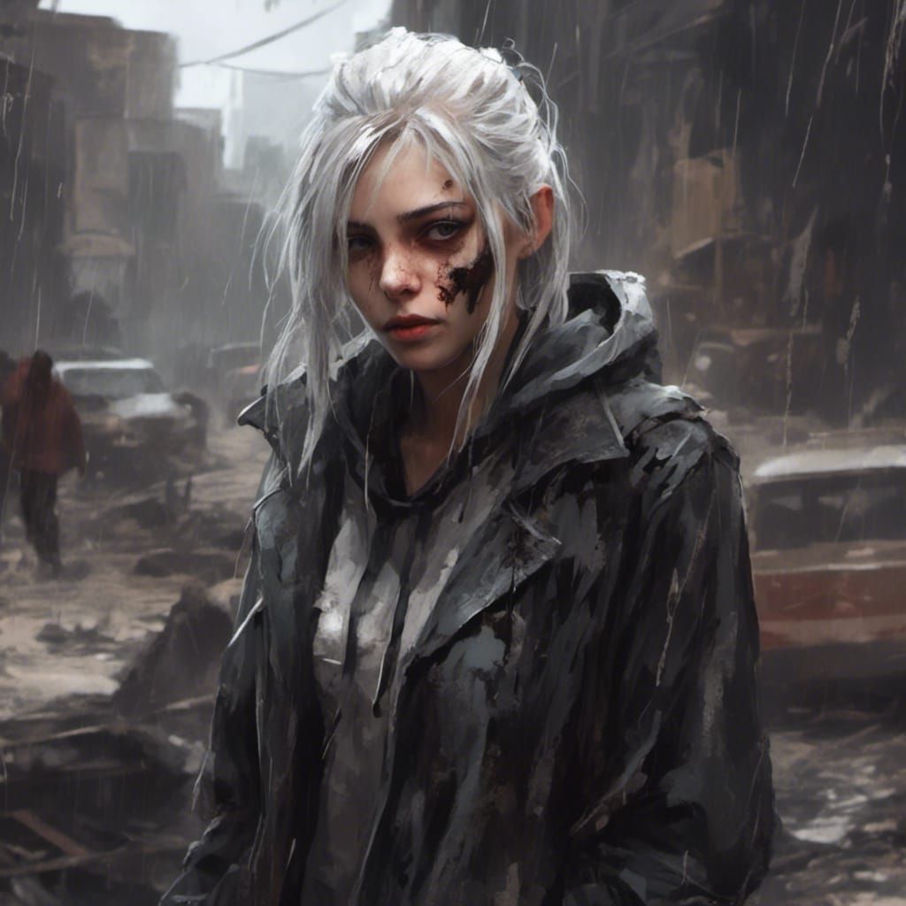 Anime Style Character with Eyepatch and Raincoat