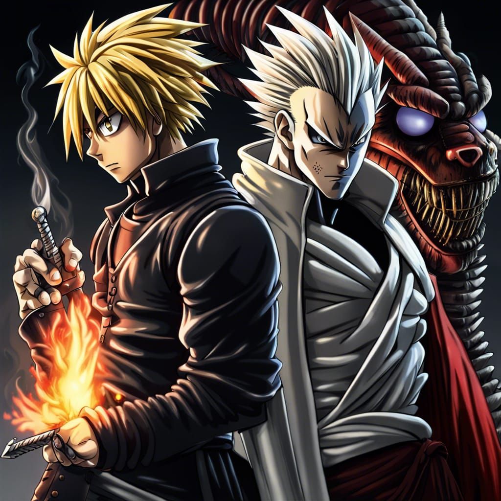 Anime Mashup: Warriors Unite in Digital Art