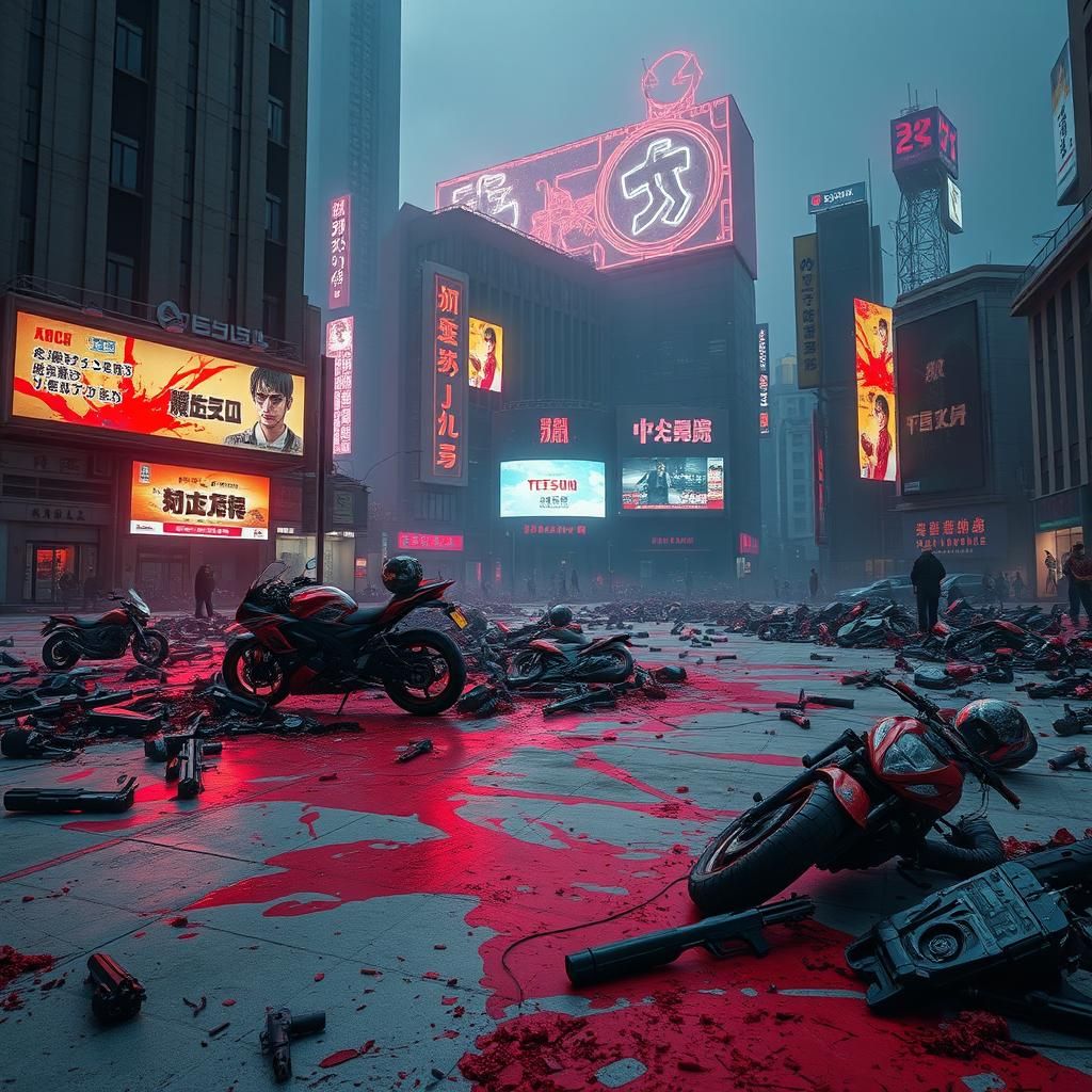 Dystopian Cybernetic Aftermath in Neon-infused Futurism