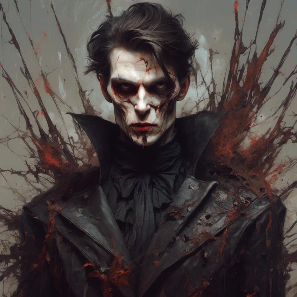 Macabre Vampire in Fencing Gear, Detailed Portrait