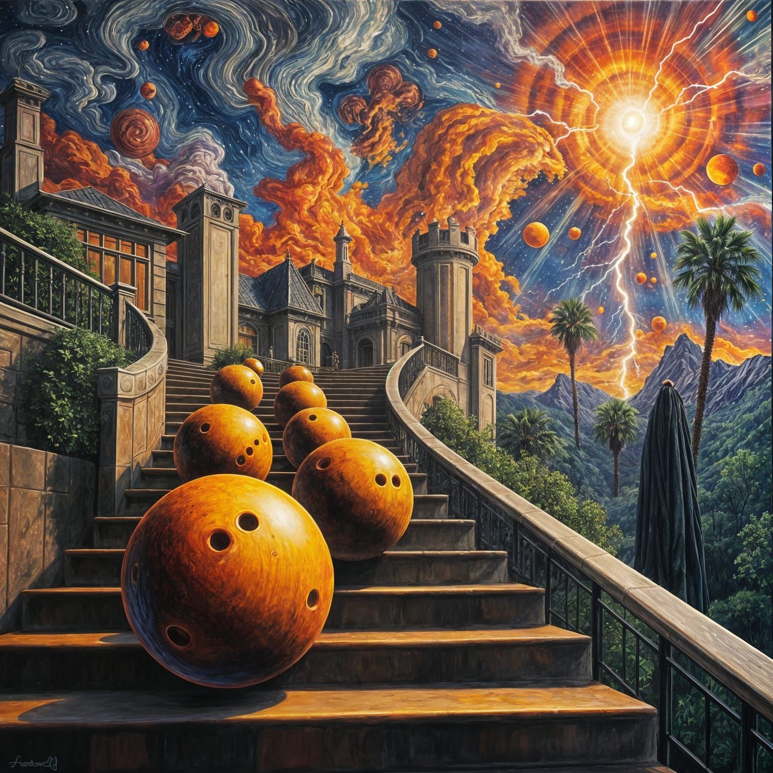 Vibrant Cosmic Orbs Descend Southern California Mansion