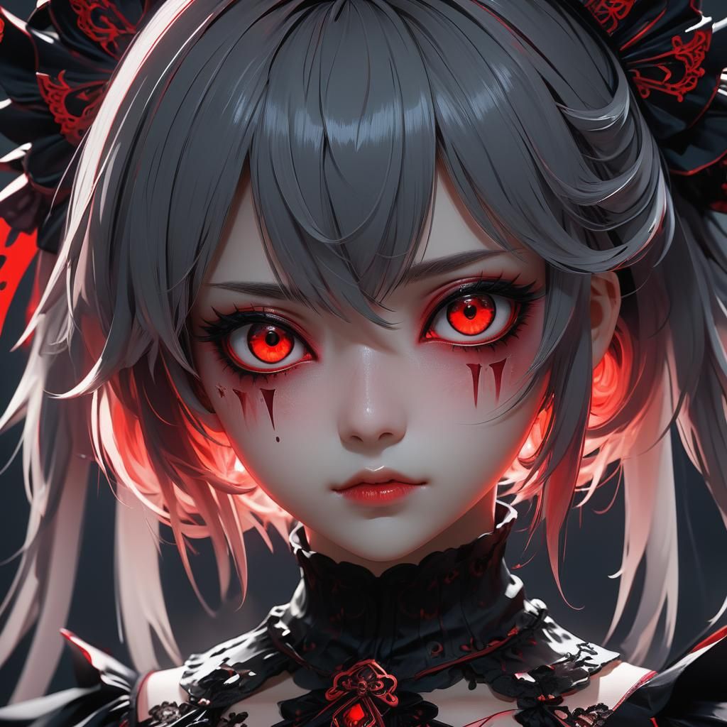 Spooky Anime Girl Portrait in Dark Fantasy Style