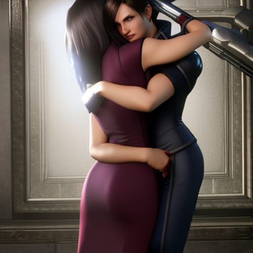 jill valentine hugging ada wong