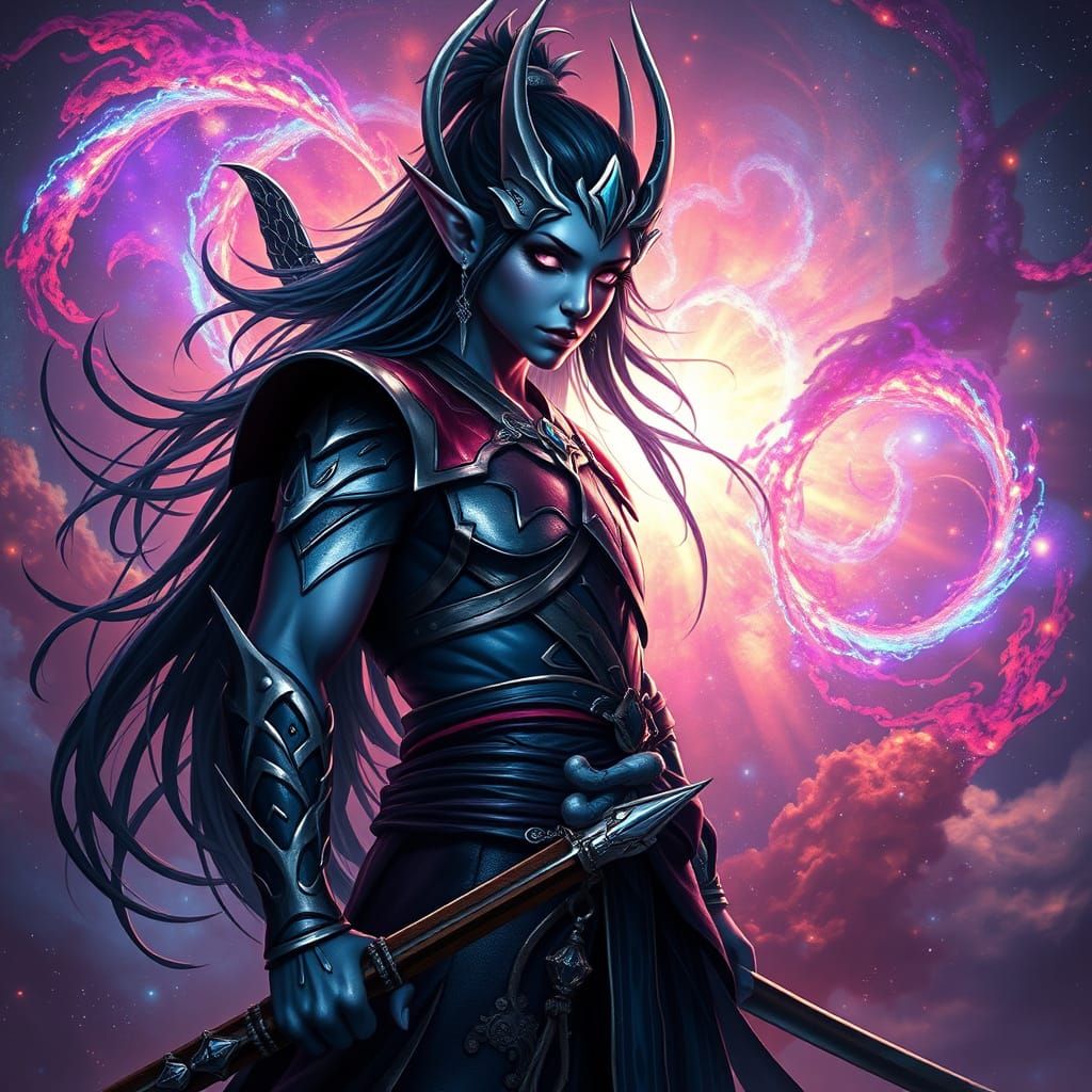 Cyberpunk Samurai Rises from the Cosmos