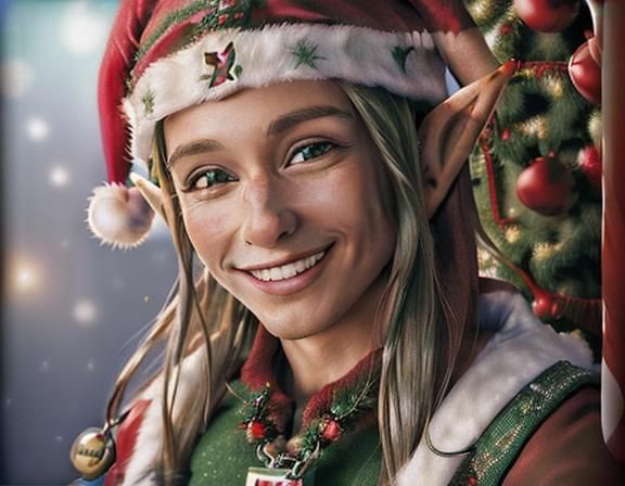 Realistic Employee ID Badge of Smiling Elf
