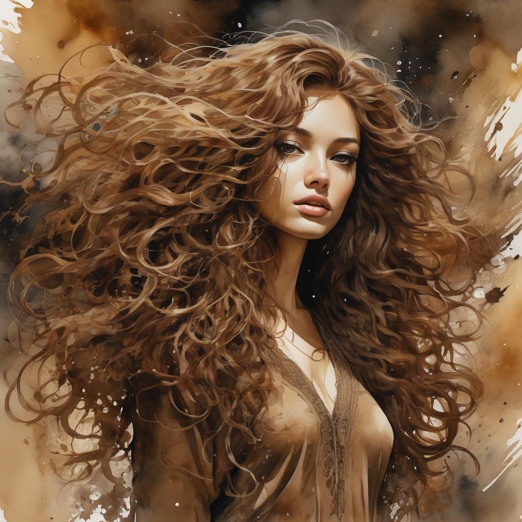 Monochromatic Portrait of Woman in Brown Silks