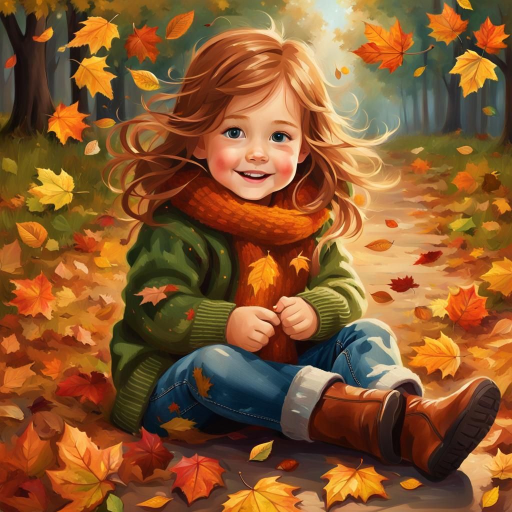 Cute Toddler Girl with Kitty in Fantasy Art Style