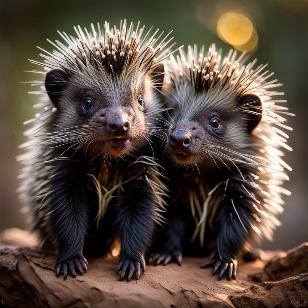 Playful Baby Porcupines Captured in Fine Detail