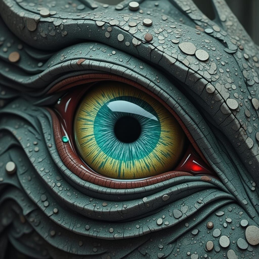 Dragon's Eye Macro: Glistening Scales and Shimmering Iris