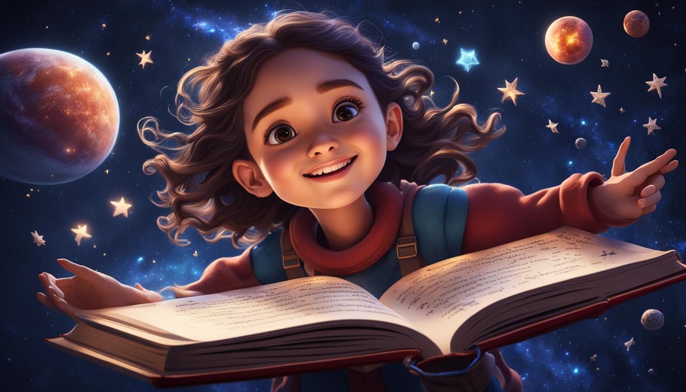 Girl Floating in Starry Galaxy Fantasy Concept Art