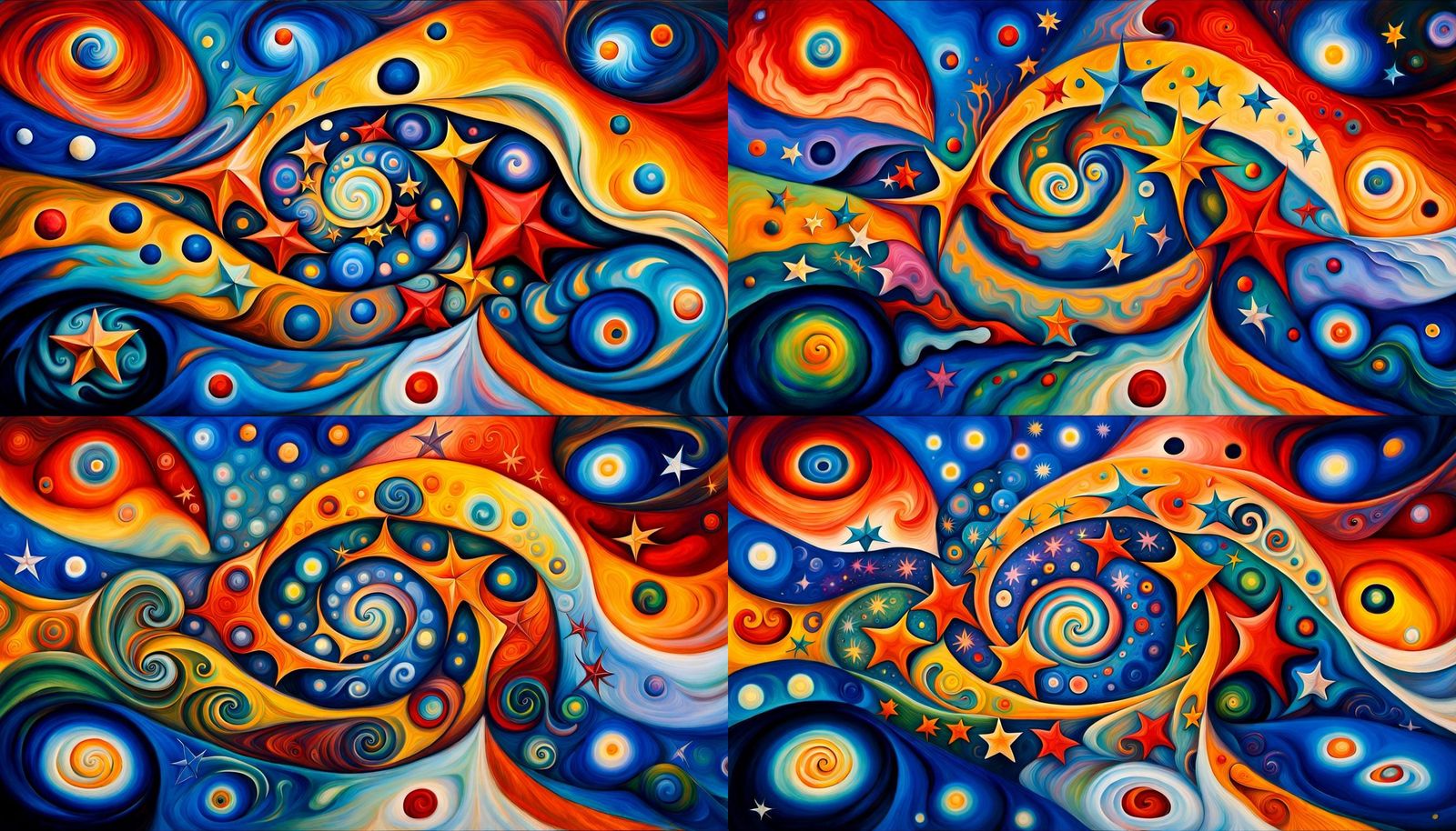 Cosmic Star Beings Dancing in Iridescent Maelstrom