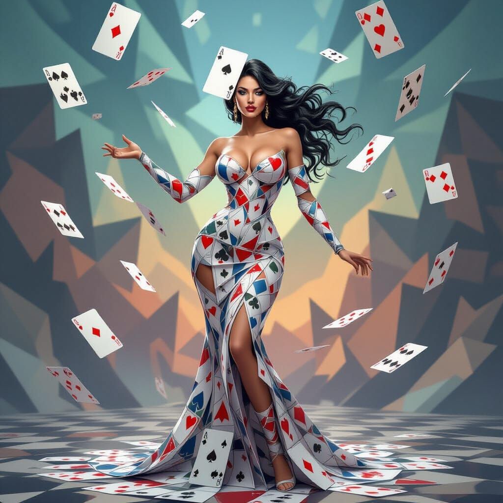 Playing Card Warrior Woman Abstract Dreamscape