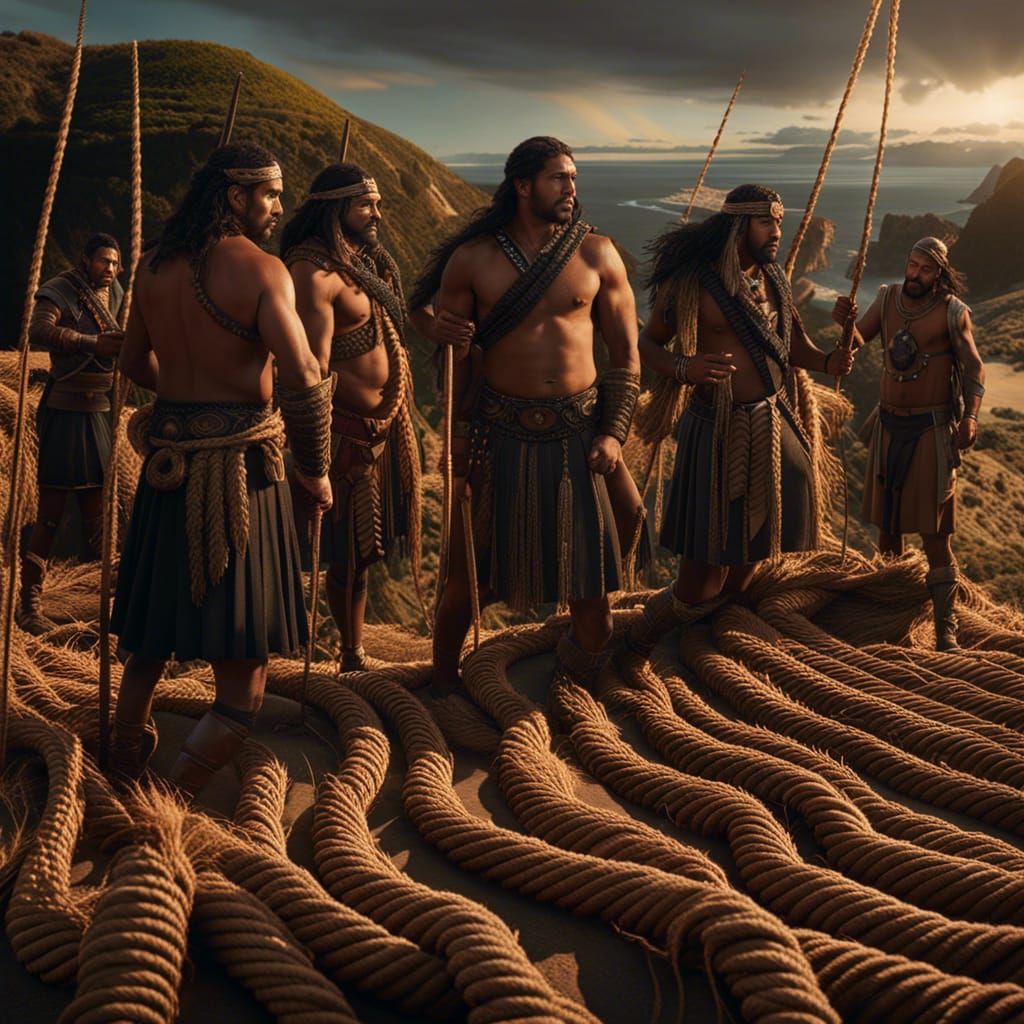 Māori Men Capture the Sun in Digital Painting