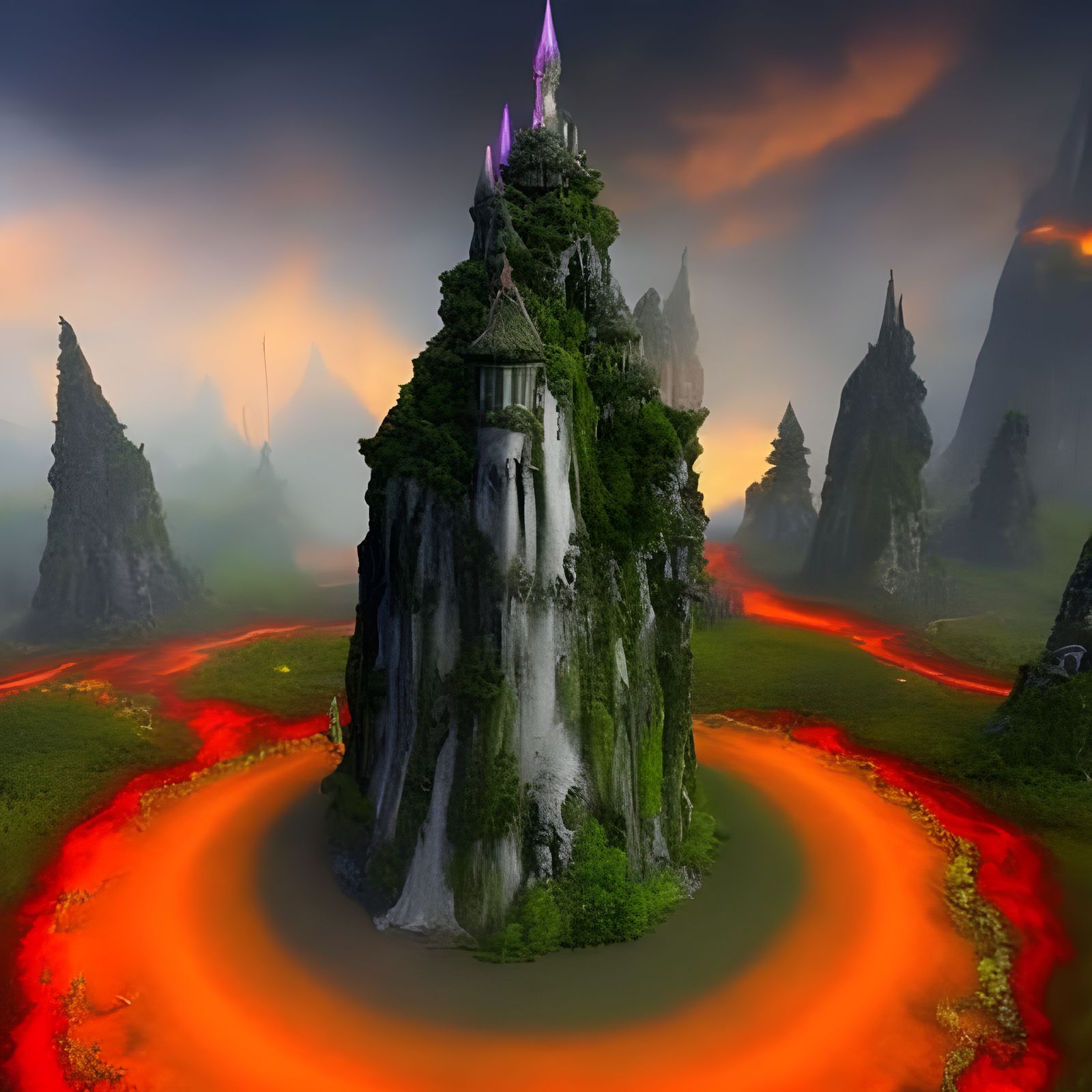 Elvish Monument in Neon Mushroom Forest