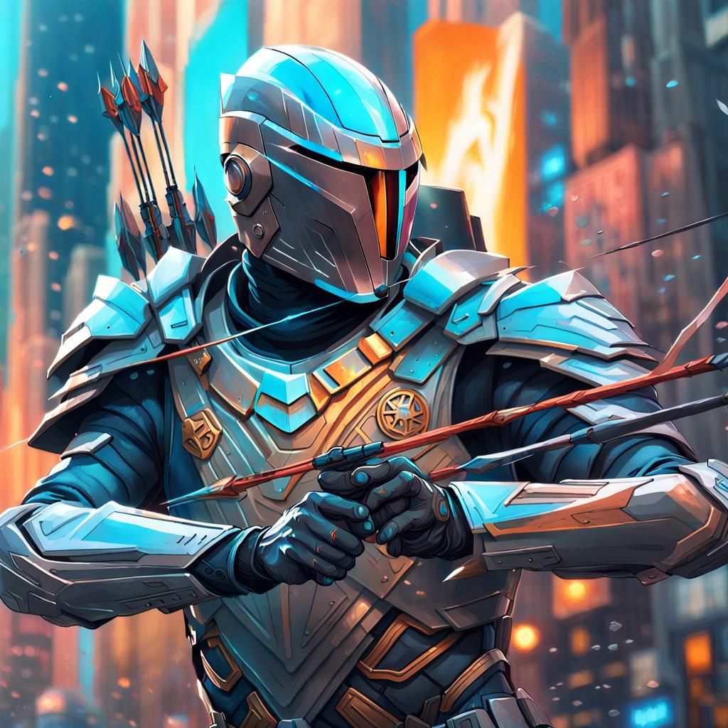 Futuristic Knight Portrait in Graffiti Art Style